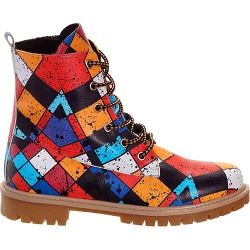 Digital Edition Square Symbols Pattern Special Design Winter Women Short Boots 461647606