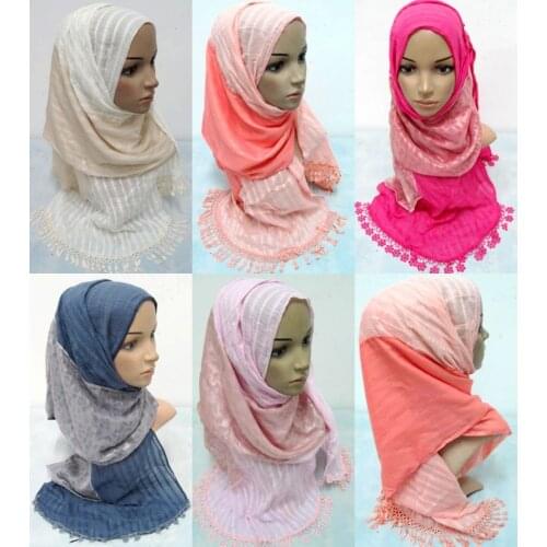 Women Lady Striped Long Scarf Mulim Scarf Hijab Islamic Shawls Arab Shayla Headwear Turban 180cm*50cm