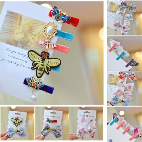 10pcs/lot Fashion Cute Glitter Hair Bow Clip Embroidery Butterfly Cartoon Hairpins Barrettes Kids Headwear Girls Hair Accessorie