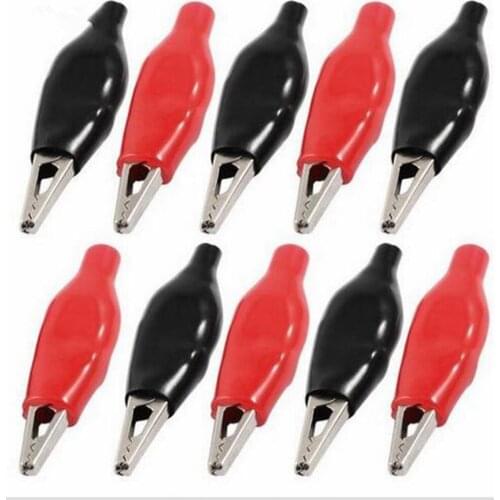 50pcs s 36MM Metal Alligator Clip Crocodile Electrical Clamp Testing Probe Meter Black And Red Plastic Boot