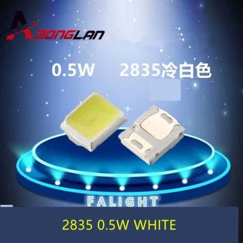 500pcs 2835 LED 0.5W White SMD/SMT PLCC-2 2835 White 150Ma 50-65lm 6000-6500K 2835 diodes High Power LED Ultra Bright SMD LED
