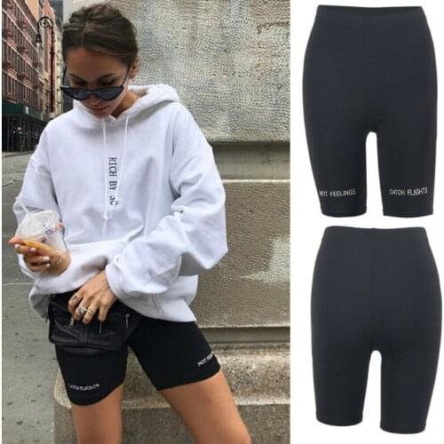 High Waist Elasticity Yoga Shorts Women Leggings Workout Out Fitness Lady Sports Black Letter Print Gym Running Yoga Shorts Lady
