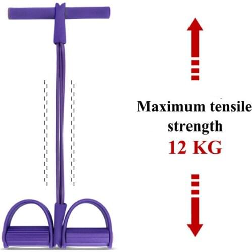 4 Tubes Strong Fitness Yoga Resistance Bands Latex Pedal Exerciser Sit- Up Yoga Fitness Gear Leg Pull Pedal Exerciser