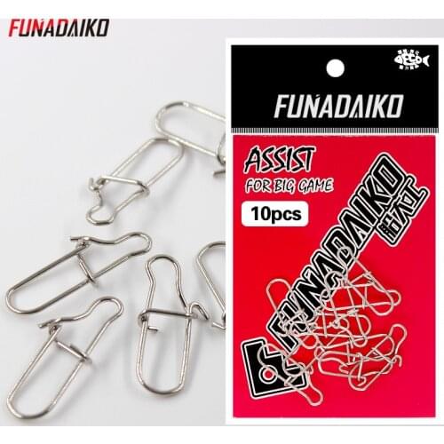Funadaiko Stainless Steel Hook Fast Clip Lock Snap Swivel Solid Rings Safety Snaps Fishing Hook Connector Fishing accessories