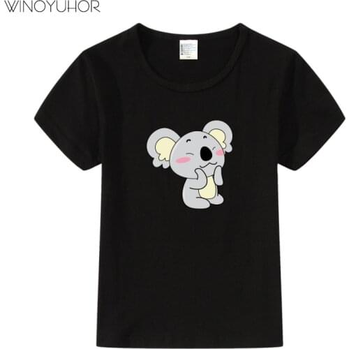 Cartoon Koala Print T Shirts Baby Kids Boys Short Sleeve T-Shirts For 2-9 Years Girl Summer O-neck Clothes Cotton Children