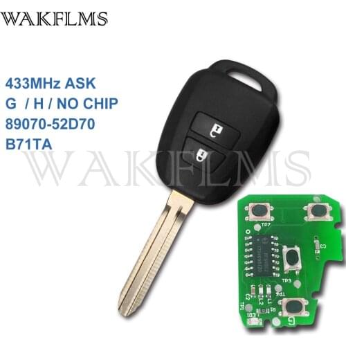 2 Buttons Remote Car Key 433MHz FOB for Toyota Yaris Verso RAV4 2008-2015 with G H Chip Optional FCC ID B71TA