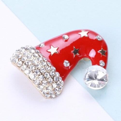 Korea fasten lovely joker hat brooch diamond red Christmas festival corsage star fashion pins couple accessories