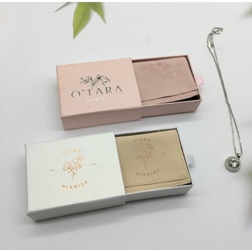100 pieces Logo Customize Luxury Envelope Flap MicroFiber Suede Jewelry Pouches with box set Earring Necklace Bracelet Packaging