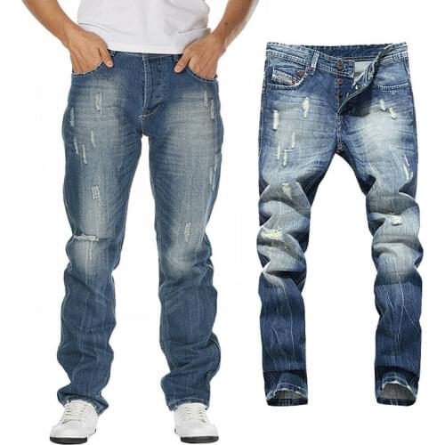 Men Ripped Destroyed Skinny Runway Straight Elastic Slim Denim Biker Jeans Pants Fashion Leisure Versatile 2020 Hot New