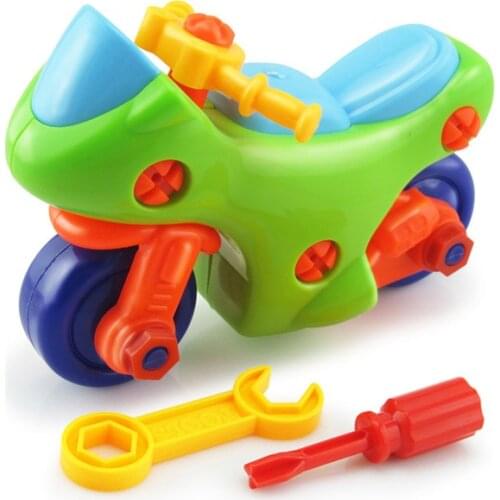 Early Learning Education DIY Screw Nut Group Installed Plastic 3d Puzzle Disassembly Motorcycle Kids Toys for Children Jigsaw