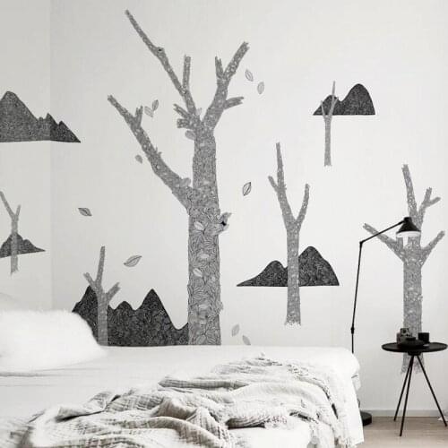 Large Black and WhiteTree Wall Stickers Living Room Bedroom Wall Decoration Sofa TV Backrop Decals Decor Self Adhesive Wallpaper