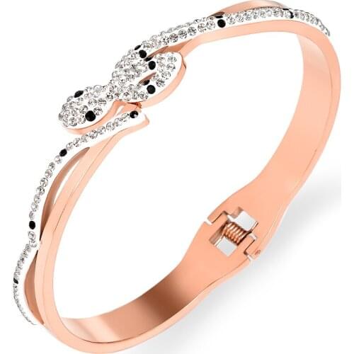 Winter New Fashion Model Stainless Steel Gold Plated Bracelet Women Charm Bracelets Crystal Snake Cuff Bracelet Bangle For Lady