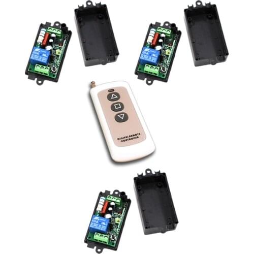 Newest AC110V 220V 1CH RF Wireless Remote Control Switch System 1Transmitter +3Receiver with Black Case Free Shipping