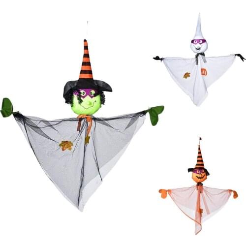 New Ghost Decoration Vivid Hanging Doll For Halloween Decoration Scary Ghost Tree Atmosphere Party Transparent Gauze Ghost Decor