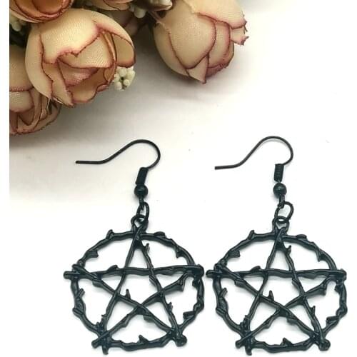 New Gothic Pendant Black Five-pointed Star Pendant Earrings Womens Earrings Punk Gothic Womens Geometric Jewelry Women