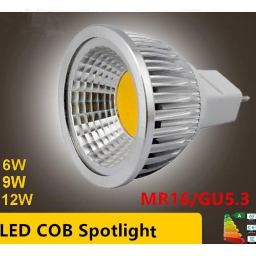 New High Power Lampada Led MR16 GU5.3 COB 6w 9w 12w Dimmable Led Cob Spotlight Warm Cool White MR 16 12V Bulb Lamp GU 5.3 220V