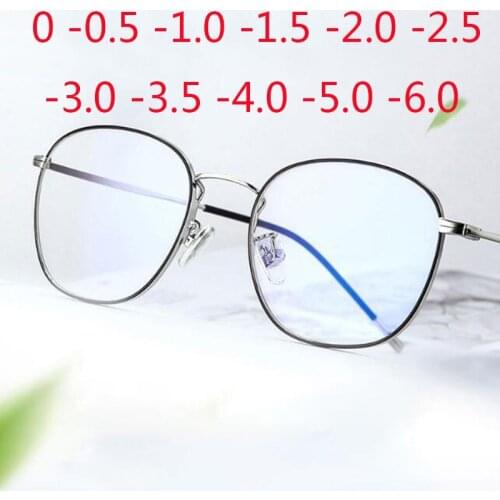 Anti Blue Light Metal Glasses Women Thin Frame Optical Spectacles Computer Eyeglasses Prescription 0 -0.5 -1.0 -1.5 -2.0 To -6.0