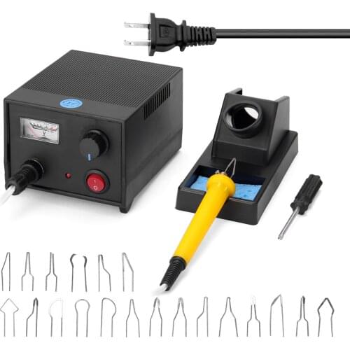 Pyrography Machine 100W Multifunctional Digital Display Electric Gourd Wooden Pyrography Machine with 20pcs Heating Pen Heads