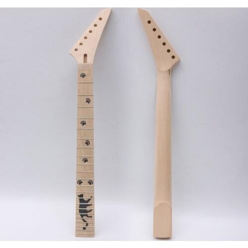 Fit Diy Electric Guitar Neck 22fret 25.5"inch Maple+maple Fretboard Locking Nut Unfinished