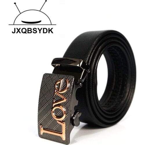 JXQBSYDK Luxury Brand Designer Belts Men High Quality Leather Belts for Men LOVE Buckle Gift