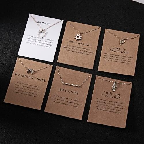 Rinhoo 10*7.5cm Paper Card Glod Zinc Alloy Long Chain Pendant Necklace Women Fashion Exquisite Jewelry Gift