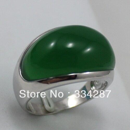 Noblest! Silver Jewelry Ring Dark Green Jades Men Ring Size 9-11