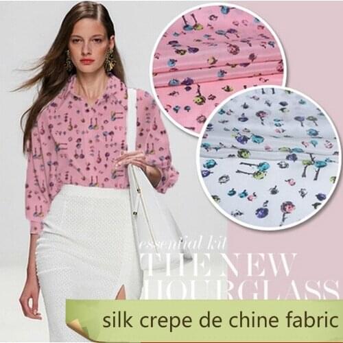 Printed silk crepe de chine fabric soft silk fabric for dress crepe fabric natural silk fabric wholesale silk cloth