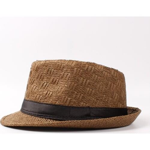 New Straw Women Men Summer Travel Boater Beach Sun hat For Gentleman Elegant Lady Seaside Homburg Sun hatGarland Sunbonnet