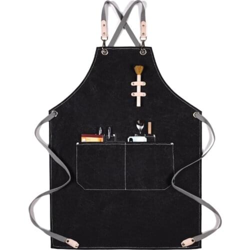 Thick Canvas Apron Barista Manicurist Bakery Restaurant Waiter Bar Work Clothes Fashion