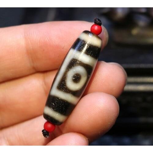 Treasure Magic LKbrother Magic Power Tibetan Old Oily Agate Patina Heaven&Earth dZi Bead Totem Amulet 4A