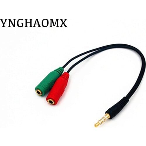 Wholesale 100pcs/lot Extension Audio Splitter Cable + Mic Earphone Headphones Jack 1 to 2 Y Stereo Splitter for iPhone 5