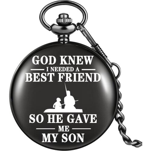The BEST Friend My Son High Quality Quartz Pocket Watch Personality Arabic Numerals Dial Portable Thick Chain Pendant Souvenir