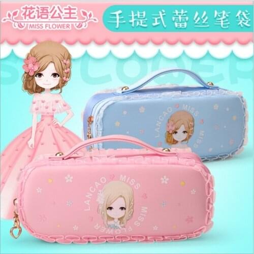 Princess girl Waterproof Cosmetic Makeup Pencil Case Storage Pouch Purse Handbag stationery holder bag PU Oxford Cloth case