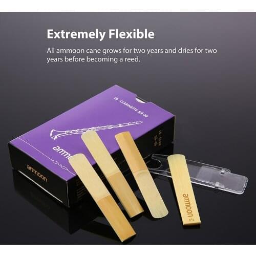 10pcs/ Box ammoon Woodwinds Bb Clarinet Traditional Reeds Strength 2.5/Strength 3.0 for Musical Instruments Accessories