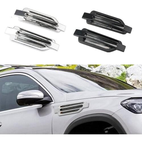 2 PCS /Pair ABS Plastic Car Side Airflow Grille Silver Black Car Hood Air Intake Side Mudguard Vent Cover Scoop Cover