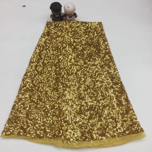 2020 African Lace High Quality French Lace Fabric With Sequins Gold Color African Lace Fabric For Nigerian Wedding Dress XX3321