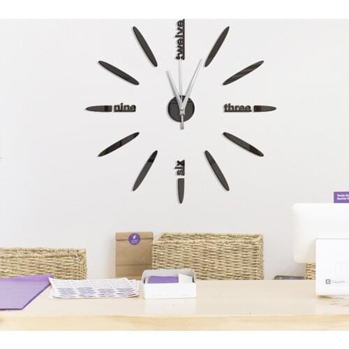 3D Diy Acrylic Mirror Stickers Clock Watch Wall Clocks Home Decoration Living Room Modern Needle Clock