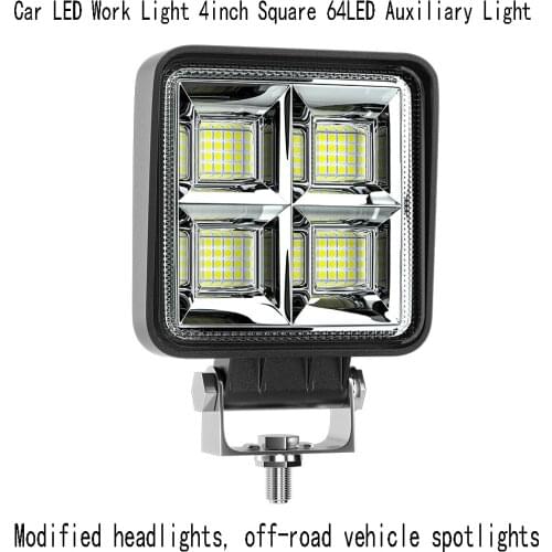 4inch 48W Car LED Work Light 6500K White Spot Beam Lights Square 64LED Working Lamp For Car Motocycle Off-Road Universal 12V 24V