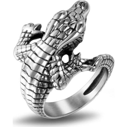 7-12 Size New Design 3D Crocodile Unique Animal Ring For Man Biker Punk jewelry Accessories 316L Stainless Steel Boyfriend Gift