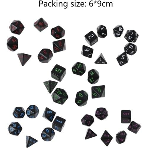 7 Pcs Resin Polyhedral Dices Numbers for DND RPG MTG Dials Desktop Table Board