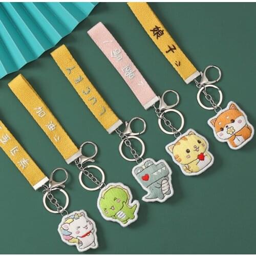 No Finish DIY Embroidery Kit Handmade Dog Cat Keychain Amulet Cross Stitch Cartoon Fox Unicorn Key Holder Cute Funny Keyring Kit