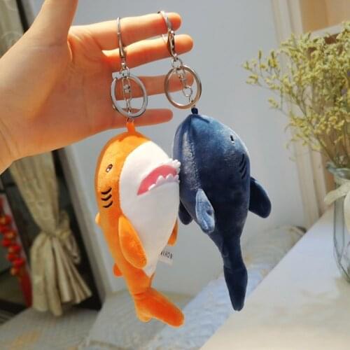 Cute Simulation Shark Plush Key Chain Creative Scented Soft Plush Cartoon Shark Keychain Bag Pendant Key Ring Holder Kids Gifts