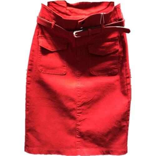 Denim Skirt 2020 spring autumn new casual split high waist fashion pocket stretch package hip jeans skirt