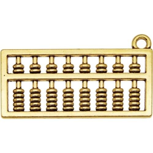 Julie Wang 4PCS Artificial Abacus Charms Antique Gold Alloy Chinese Lucky Calculator Pendants Bracelet Jewelry Making Accessory