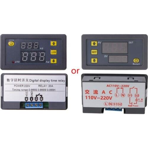Timer Delay Relay Module Dual Digital LED Display Time Switch 0-999s 0-999m 0-999h Adjustable AC 220V