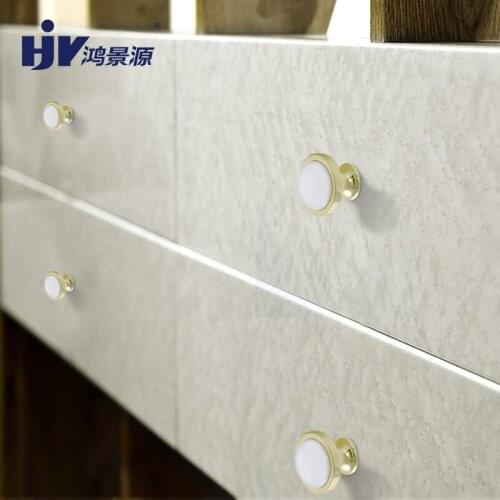 HJY Drawer Knobs Ceramic Gold Furniture Hardware Handle Cupboard Wardrobe Zinc Alloy Pull Desk Cabinet Dresser Knobs Z356