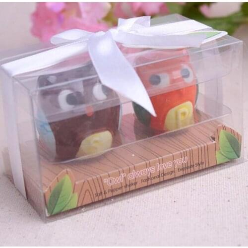 Owl Ceramic Salt and Pepper Shakers 100SET/LOT wedding baby shower baptism party birthday gift children guest gift present JF