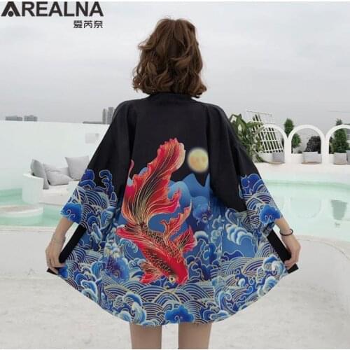 Harajuku Ukiyo-e Japanese Kimono Women Hombre Sexy Summer Korean Cardigan Blouse Femme Kimonos Homme Yukata Haori Samurai Men