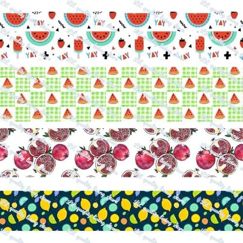 Cartoon fruits pattern printed grosgrain ribbon/16mm printed elastic foe ribbons DIY hair bows Sewing webbing 50 yards