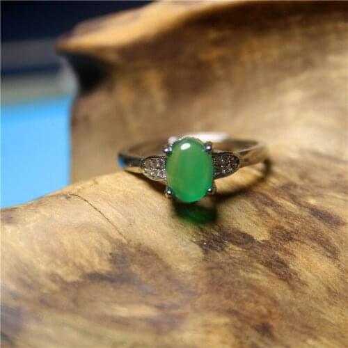 Euro-American Wholesale Fashion Jewelry Green Chalcedony Special Silver plated ring for Women feature concise namour charm Gift